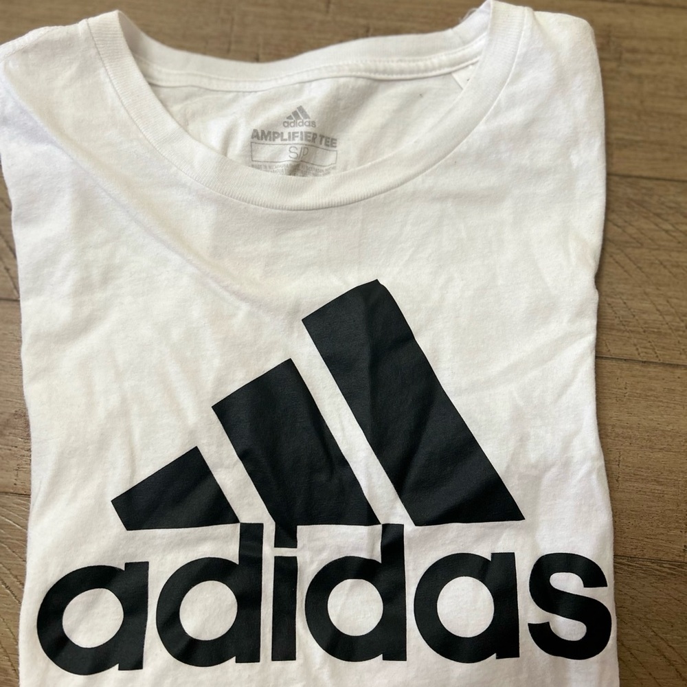 Adidas Women's Black and White Logo Tee